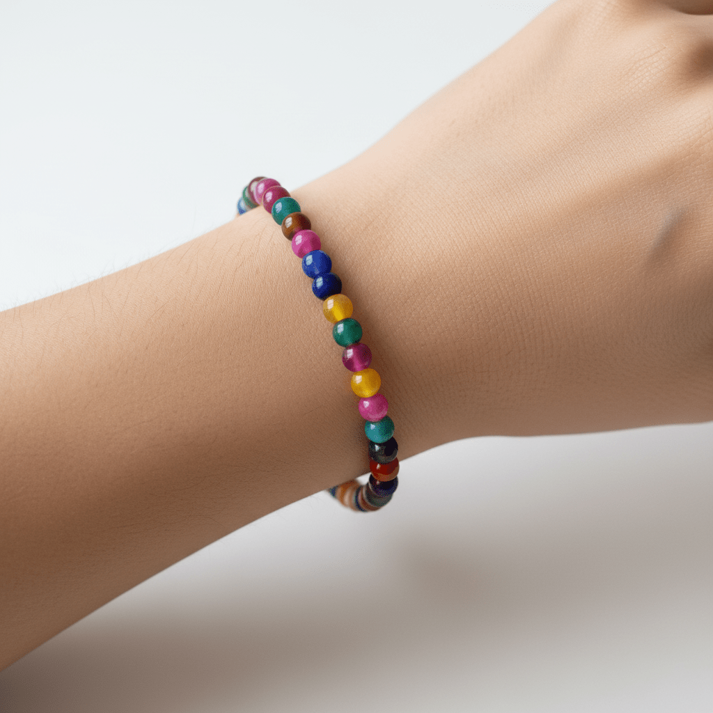 Pulsera de Ágata Multicolor 4mm-Equilibrio y Energía Positiva Joyería / PulserasTienda esotérica Málaga - Tata Magic: tienda Esotérica en Málaga